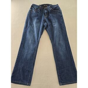 Wave Jeans Womens Size 16 Dark Blue Denim Stretch Straight Leg Embroidered Zip